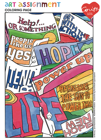 Corita 101: art assignment - Corita Day coloring page