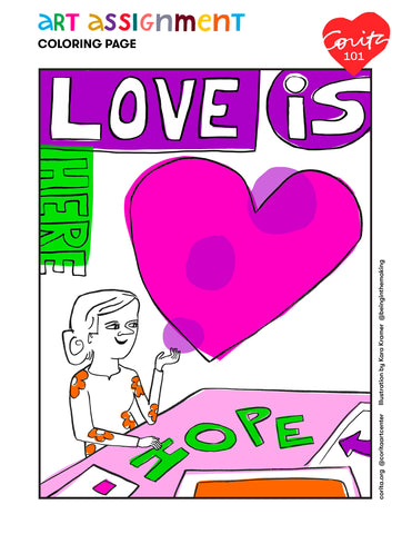 Corita 101: art assignment - love is coloring page