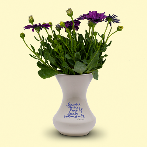 flowers grow out of dark moments vase